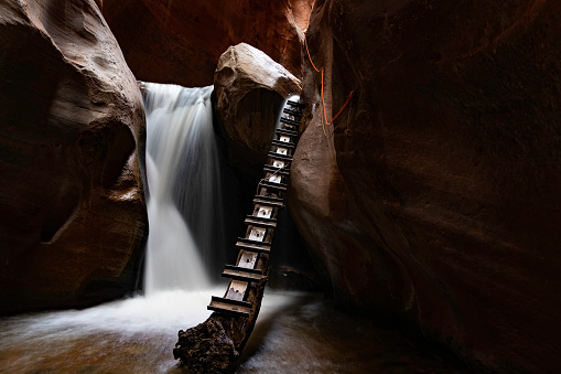 Kanarra Falls, also known as Kanarraville Falls, lies in a beautiful slot canyon of Kanarra Creek.  Kanarra Falls is north of the Kolob Canyon section of Zion National Park and east of Kanarraville, Utah.  The section of Utah is home to some of the most breathtaking scenery in the world.