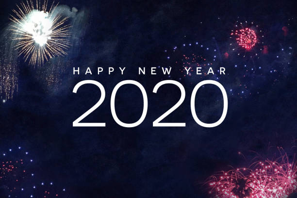 Happy New Year 2020 Typography with Fireworks