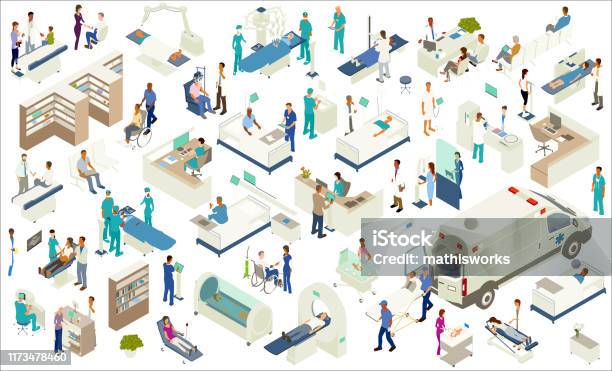 Isometric Medical Icons Stock Illustration - Download Image Now - Isometric Projection, Hospital, Healthcare And Medicine