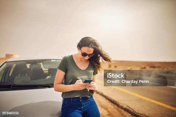 The Roadside Assistance App Thats Got Her Covered Stock Photo - Download Image Now - Car, Roadside, Women