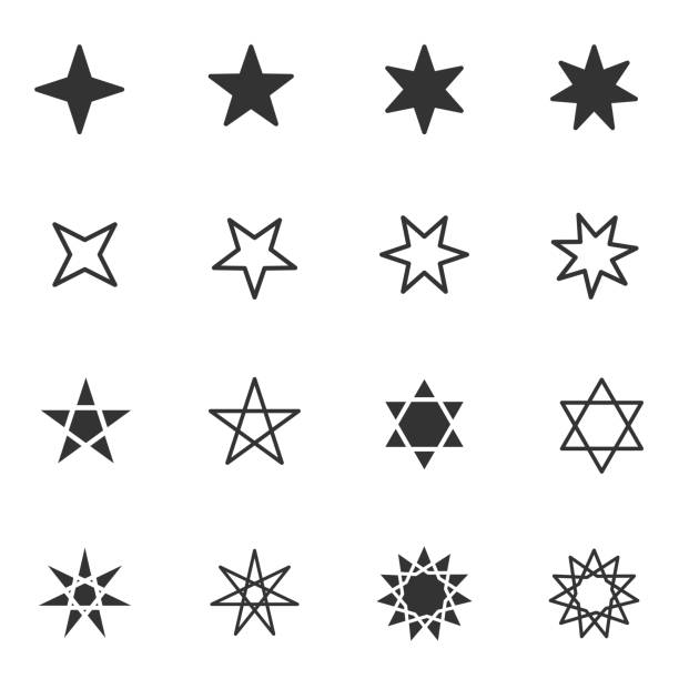Set Of Black And White Stars Icon With Different Star Flat Style Vector  Illustration Stock Illustration - Download Image Now - iStock