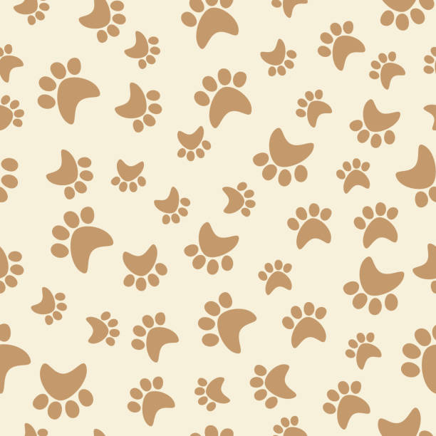 istock Vector seamless texture of the paw tracks of different sizes 1173496282