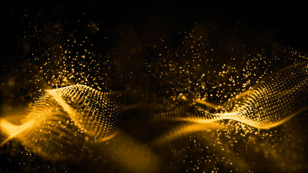 istock Gold color digital particles wave flow abstract technology background concept 1173496379
