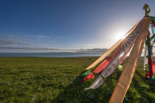istock sunrise and the tibetan flags 1173497246