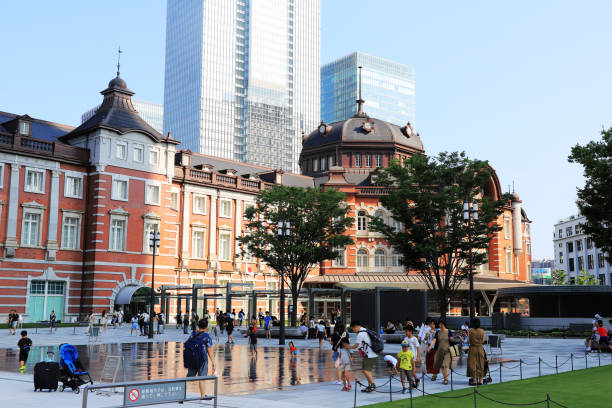 도쿄역 (도쿄역) - 남돔 정면 전망 - tokyo station railroad station chiyoda ward building exterior 뉴스 사진 이미지