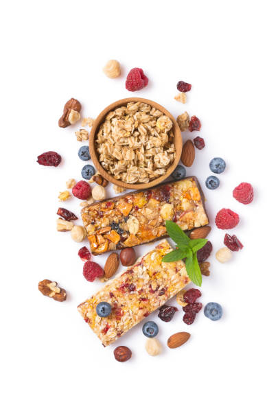 istock Granola energy bar with fresh raspberry, blueberry and mix of nuts 1173500893