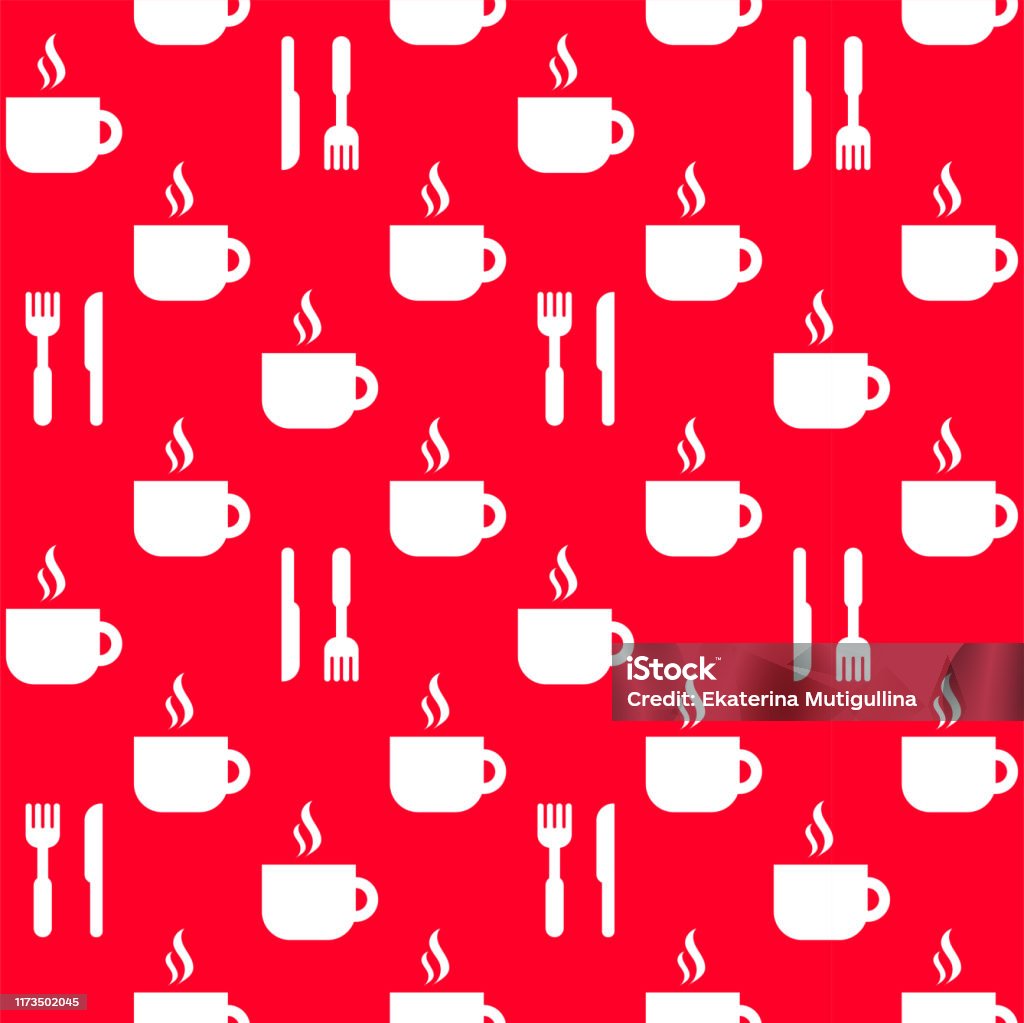 Restaurant Background Pattern Seamless Restaurant Pattern Red Background Stock Illustration ...