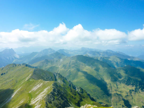 Bavarian alps from Alpspitze at dramatic sky - Garmisch, Bavaria - Germany, border with Austria