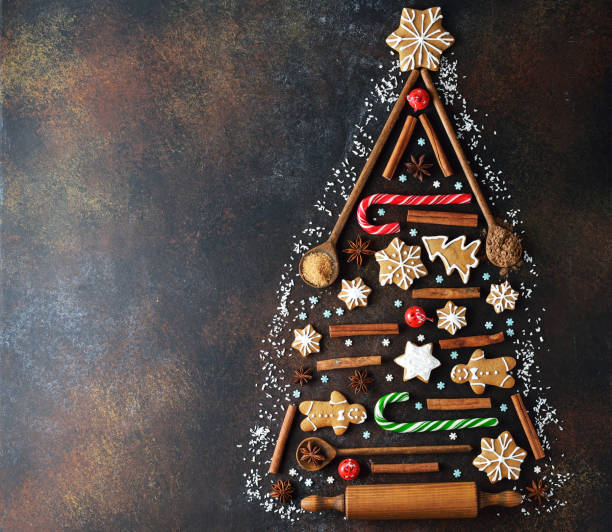 istock Abstract Christmas tree made of cookies and spices 1173507419