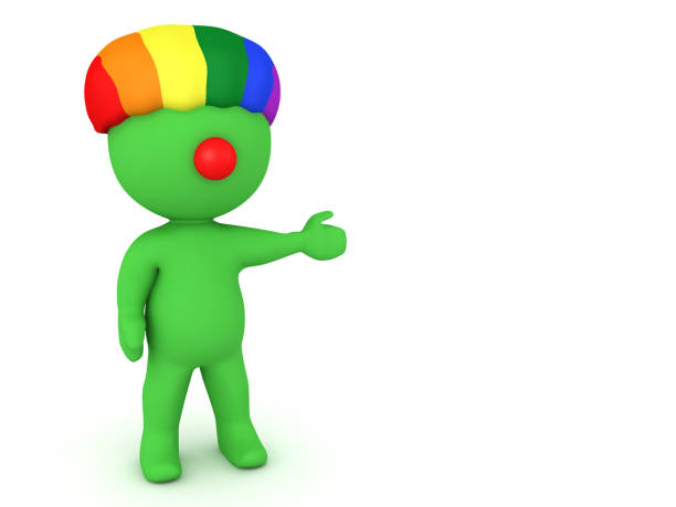 istock 3D Green clown showing something to the right 1173507621