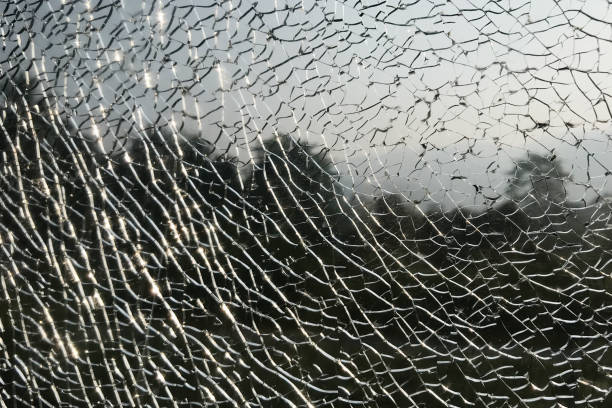 istock Cracked Glass Texture  with tropical scenery. 1173507641