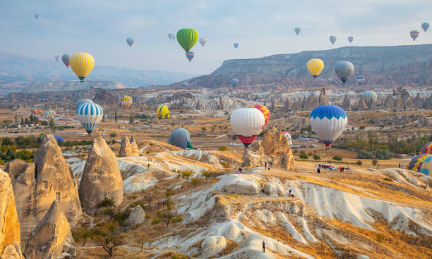 istock Hot air balloon flying over Cappadocia, Turkey 1173511107