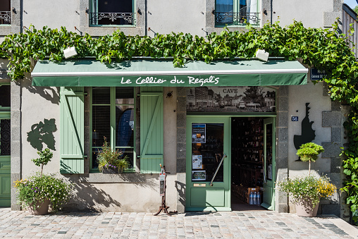 Le Faou, France - August 1, 2018: Traditional grocery store Store front view