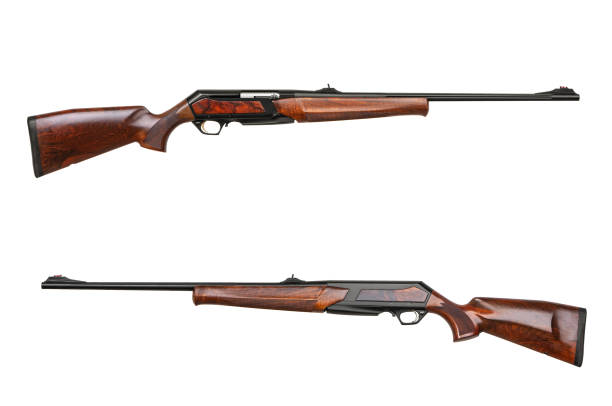 istock Modern semi-automatic hunting rifle with a wooden butt isolate on a white background 1173513645