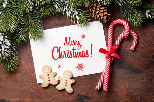 istock Christmas greeting card with gingerbread cookies 1173520795