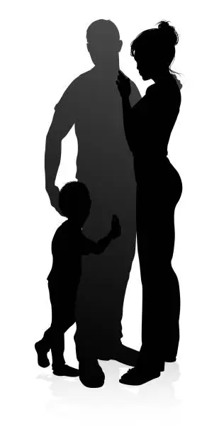 Vector illustration of Family Detailed Silhouette