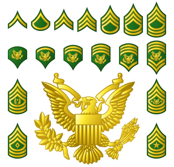 militärarmee eingetragen ranks insignia - u s flag stock-grafiken, -clipart, -cartoons und -symbole
