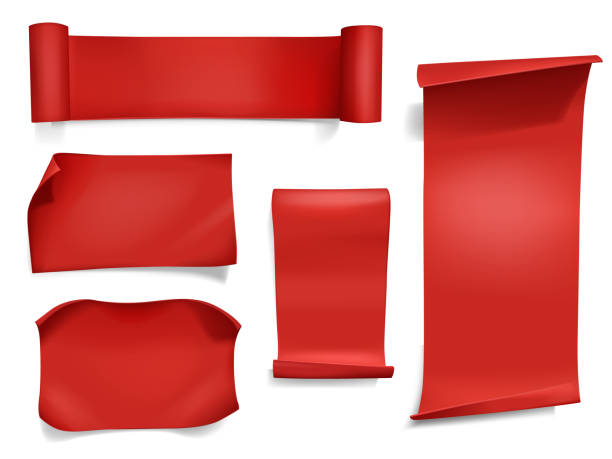 赤いリボンとバナーベクトルイラスト - rolled up点のイラスト素材／クリップアート素材／マンガ素材／アイコン素材