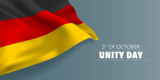 niemcy jedność dzień kartka z życzeniami, baner z szablonem tekst wektor ilustracji - german culture germany german flag flag stock illustrations