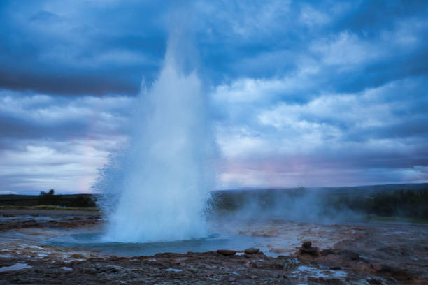 istock Strokkur Geyser Eruption with Dark Cloudy Sky, Iceland 1173526714