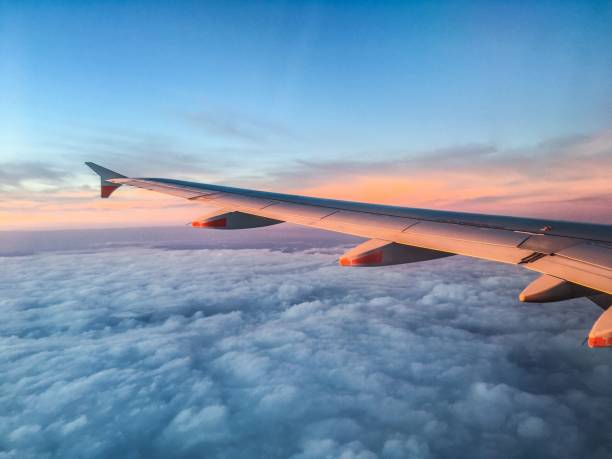 istock Wing of an Airplane at Sunset 1173527476