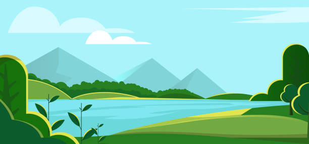ilustrações de stock, clip art, desenhos animados e ícones de riverside scenery - riverbank