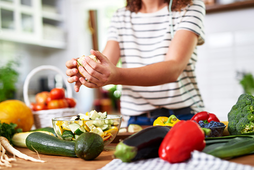 Putting ingredients into the bowl