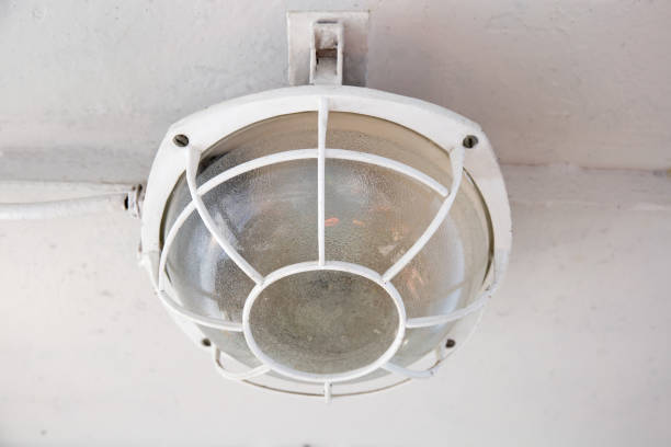 istock Old deck lamp on the ceiling on the motor ship 1173531482