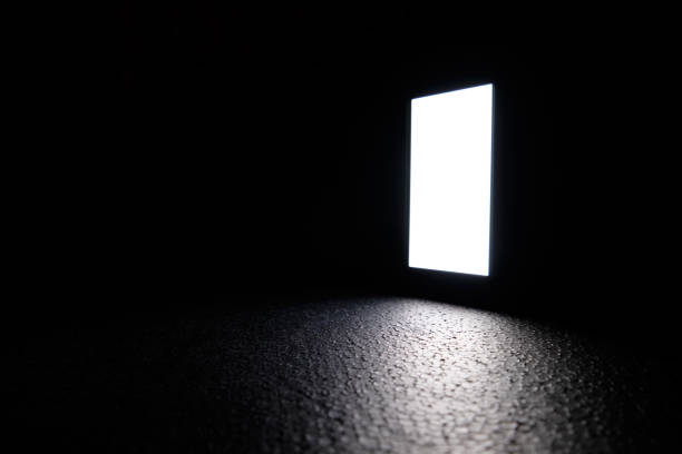 istock The white screen of the smartphone glows on a black background. 1173542304