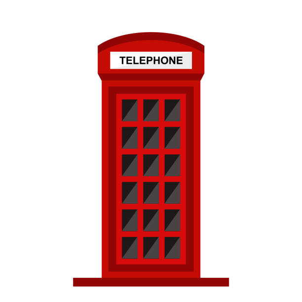 ilustrações, clipart, desenhos animados e ícones de cabine de telefone vermelha isolada na ilustração branca do fundo - pay phone telephone booth telephone isolated
