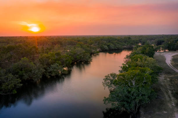 Sunset at Hann River crossing Sunset at Hann River crossing, Cape York, Australia Dominic stock pictures, royalty-free photos & images