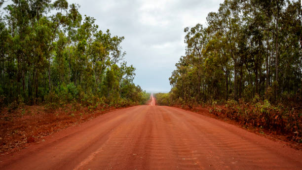 Gravel road in Queensland, Australia stock photo