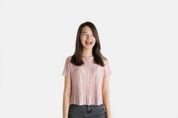 istock Beautiful girl's half-length portrait on white studio background 1173544812