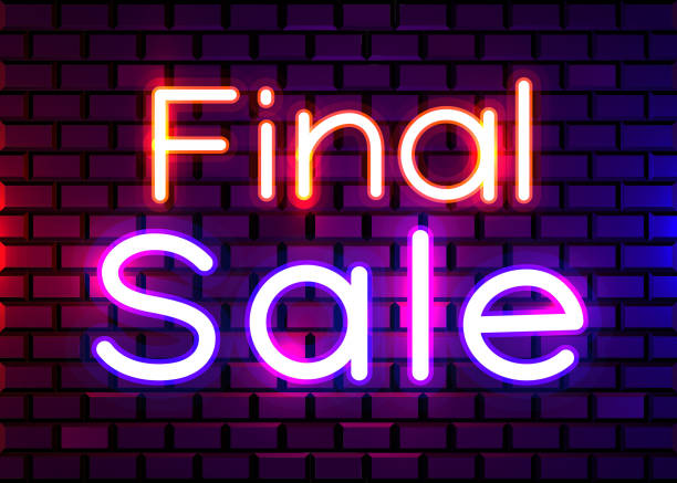 istock Neon sign, FInal Sale on dark background. Discount Background for your design, greeting card, banner. 1173545026