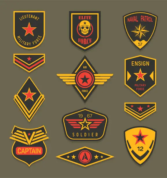 Vector illustration of Military insignia or army badge, american soldier