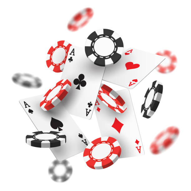 spanduk untuk kasino dengan chip merah dan hitam yang realistis. - situs kasino online ilustrasi stok