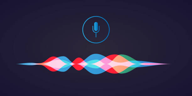 Siri wave Personal assistant and voice recognition concept gradient logo. Vector illustration of soundwave intelligent technologies. virtual assistant stock illustrations