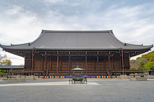 Kyoto, Kyoto, Japan - April 19 2019 : Mieido hall of the Chion-in temple. The original temple was built in 1234.