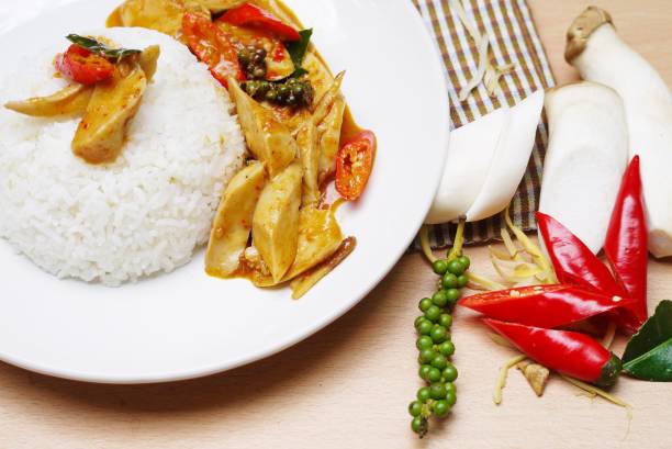 istock Rice  with stir fried mushroom chilli paste and spicy herb with uushroom in the kitchen prepare for serving. 1173551041