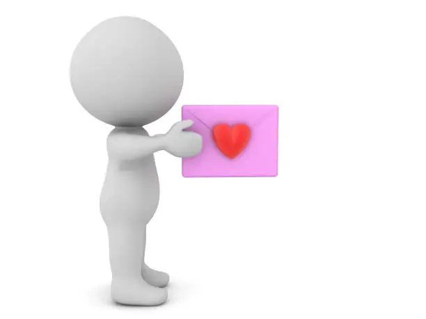 Photo of 3D Character giving love letter