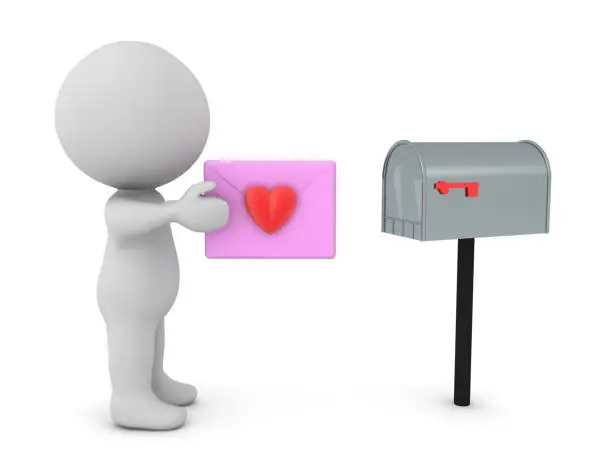 Photo of 3D Character putting love letter in mailbox