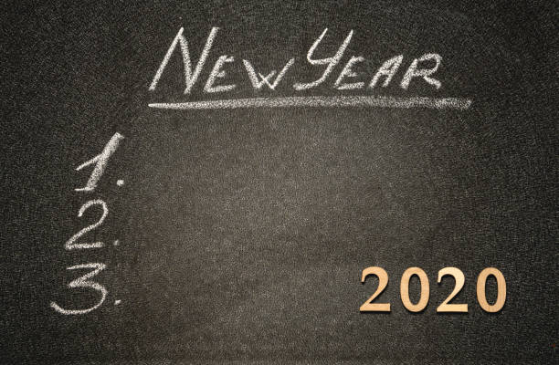 istock New year resolution on a blackboard. Chalk inscription New Year and 2020 on blackboard 1173554874
