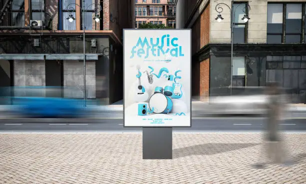billboard music festival advertisement mockup 3d rendering