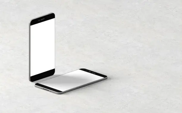 two devices on concrete background 3d rendering mockup