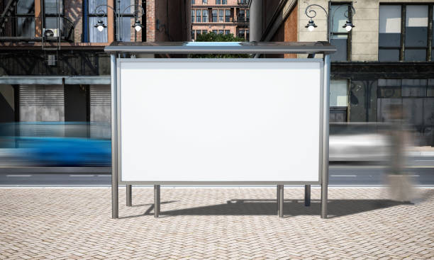 straat reclame bus stop mockup - bushalte stockfoto's en -beelden