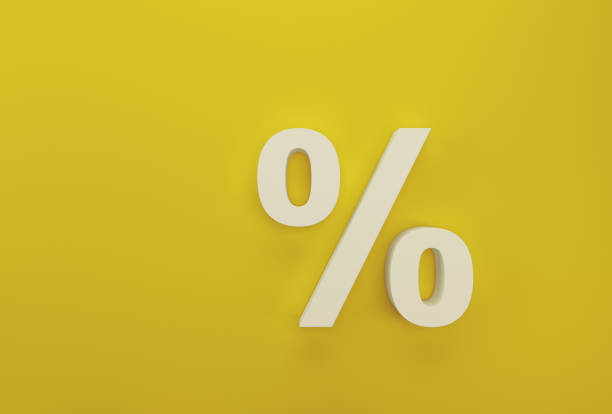 istock Percentage sign symbol icon white on yellow background 1173564883