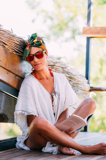 istock Woman Reading a Book on Vacation 1173566143