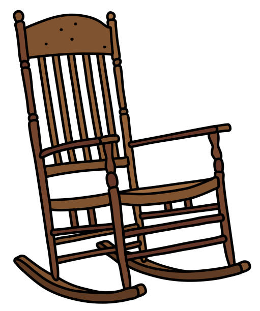 The classic wooden rocking chair The vectorized hand drawing of a classic wooden rocking chair rocking chair stock illustrations