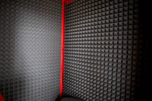 Photo of close up Sound Absorption, noise reduction texture in recorder room ,with light flare.