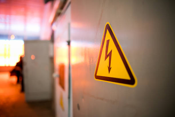 istock high voltage warning sign on high-voltage substation 1173569268